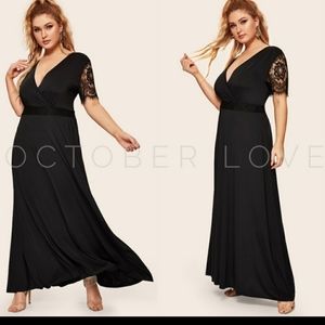 NEW Black Maxi dress with Lace sleeves